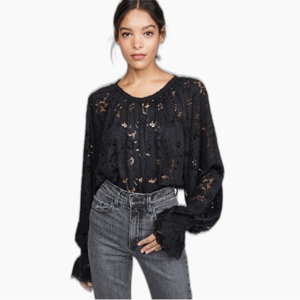 Free People Black Lace Top Size M